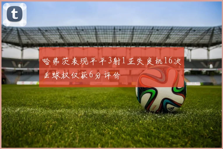哈弗茨表现平平3射1正失良机16次丢球权仅获6分评价
